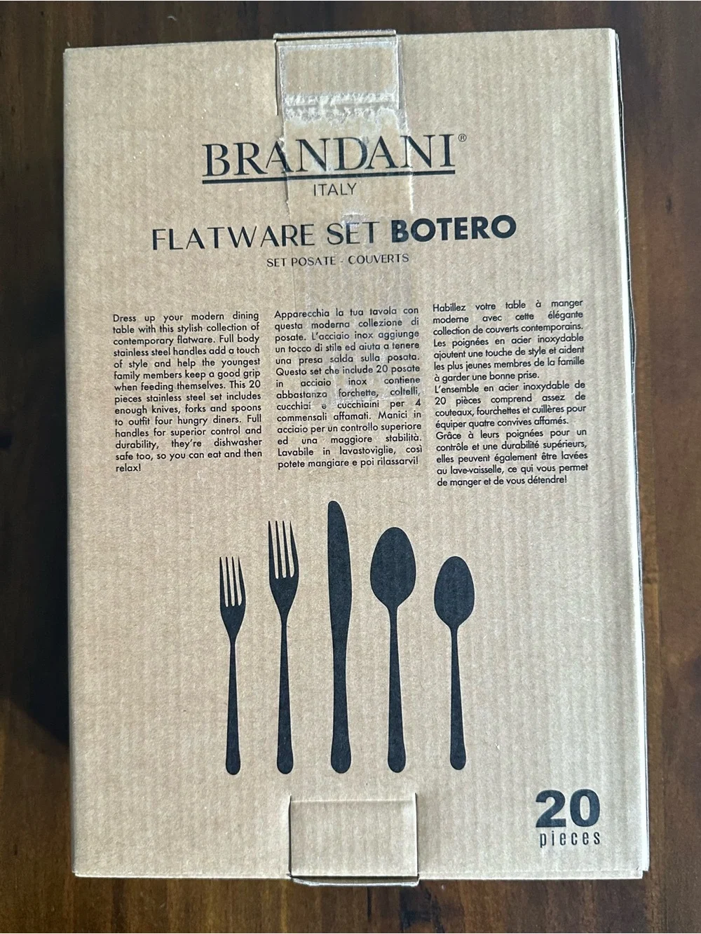 BRANDANI BOTERO HOTEL COLLECTION 20 PIECE FLATWARE SET NEW IN BOX